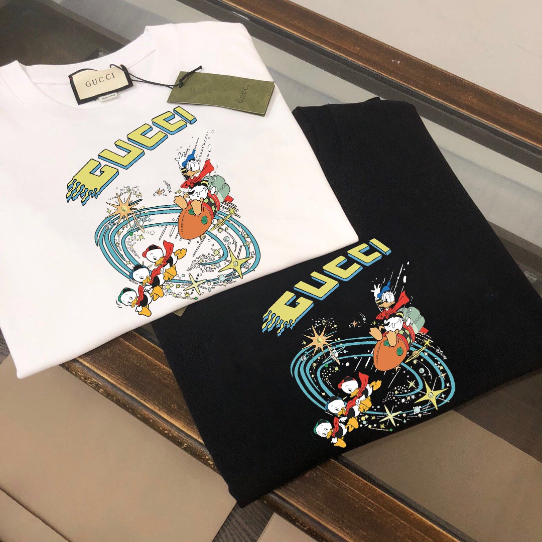 Gucci Kleding T-Shirt Zwart Wit Lente/Zomercollectie Fashion Korte mouw