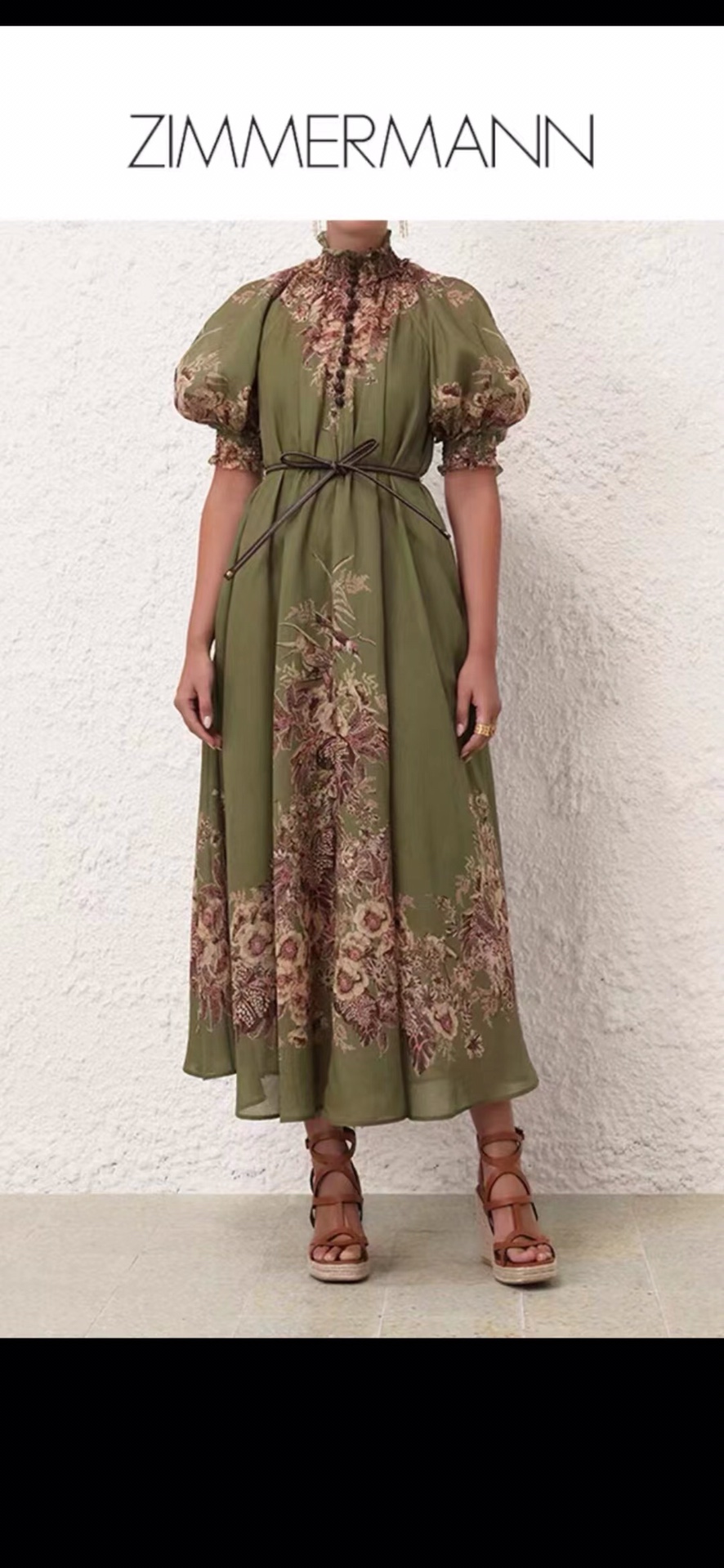 Zimmermann Ropa Vestidos Réplica de lujo 7 estrellas
 Verde Impresión Lino