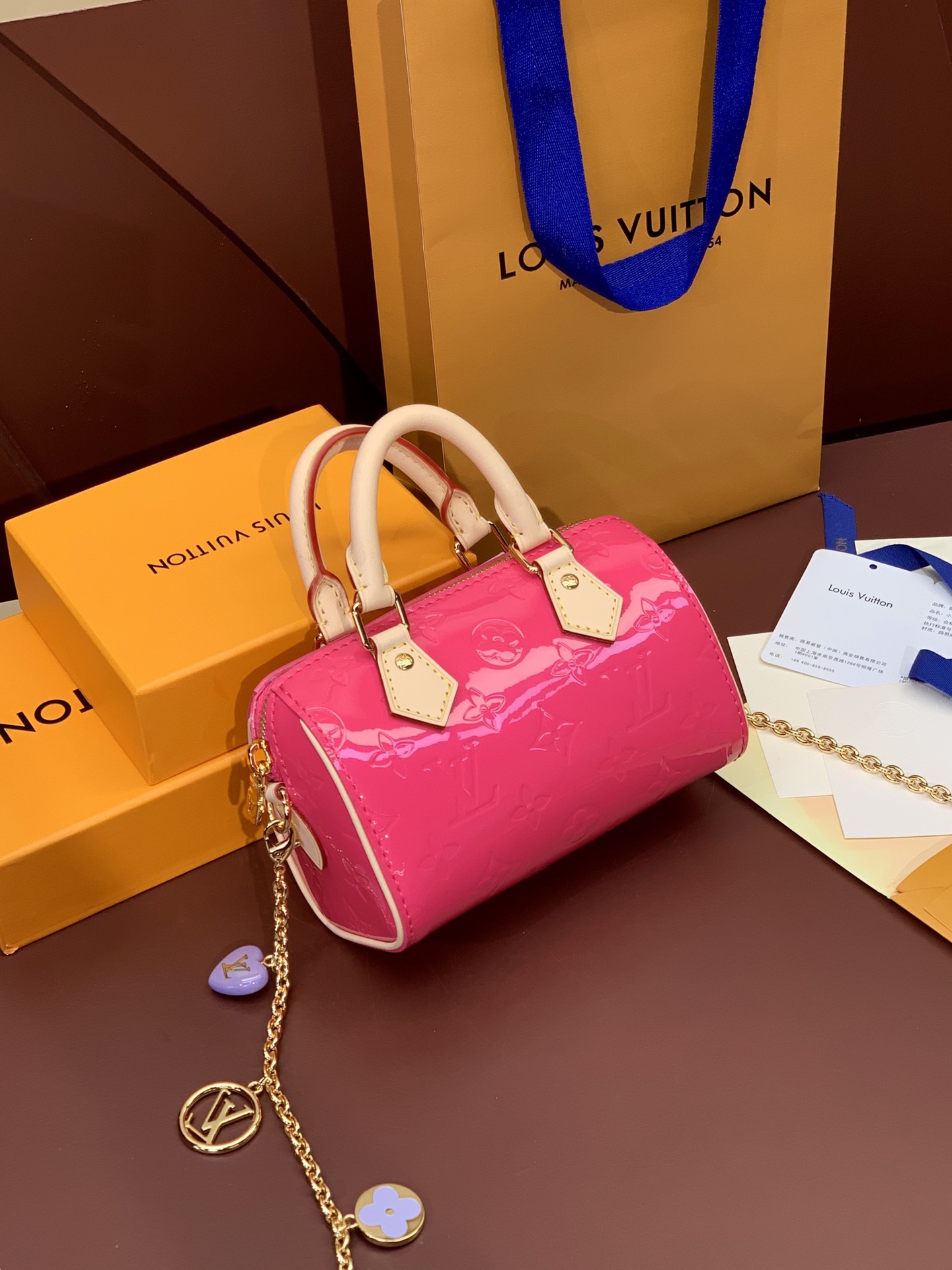 Louis Vuitton LV Speedy Tassen handtassen Rood Roos Monogram Vernis Koeienhuid