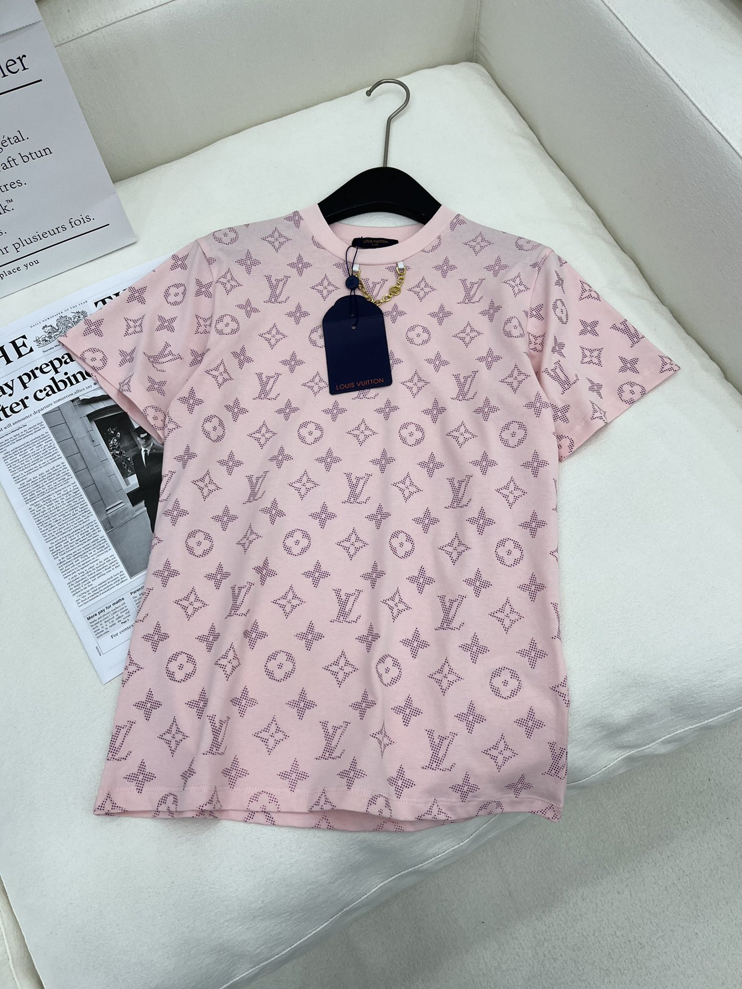 Louis Vuitton Ropa Camiseta Verde claro Rosa Impresión Colección primavera – verano Manga corta