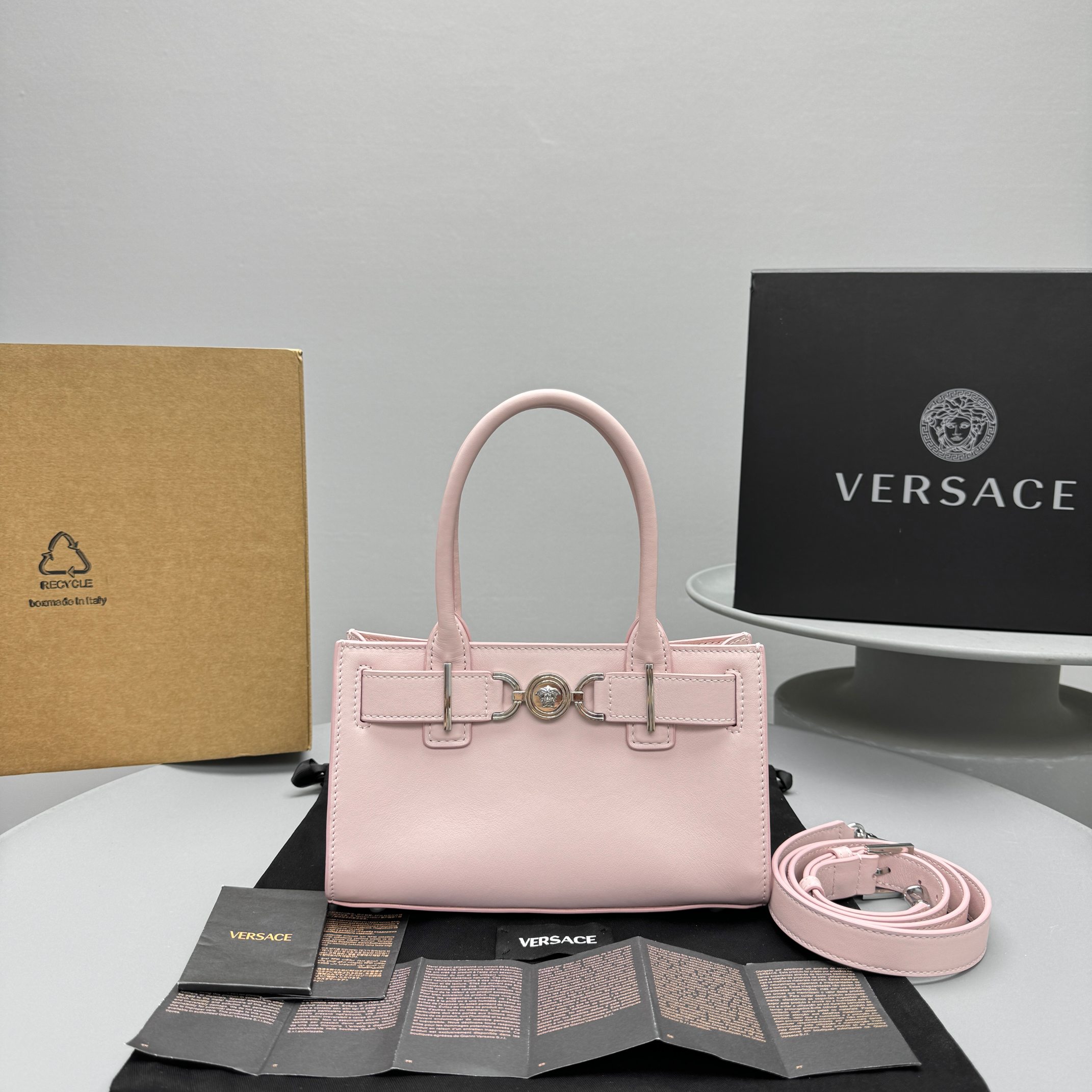 Versace Taschen Tragetaschen Rosa Kalbsleder Rindsleder Medusa