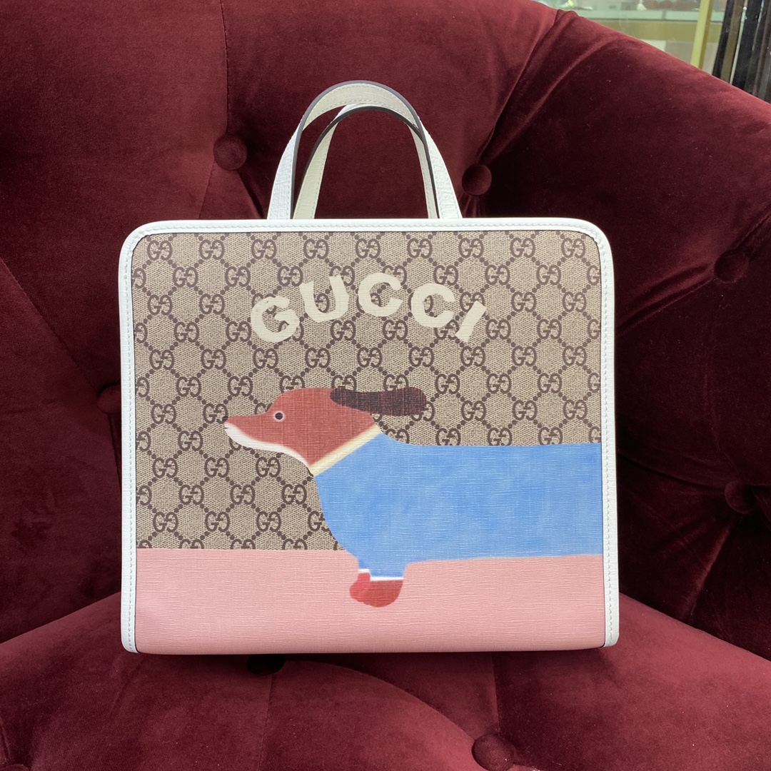 Gucci Supreme Canvas Tote met Hond Print - Perfecte Tas voor Dames en Kinderen