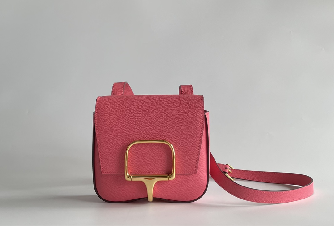 Hermès Butt bag Della Cavalleria mini 18cm epsom lipstick powder gold and silver buckle in stock