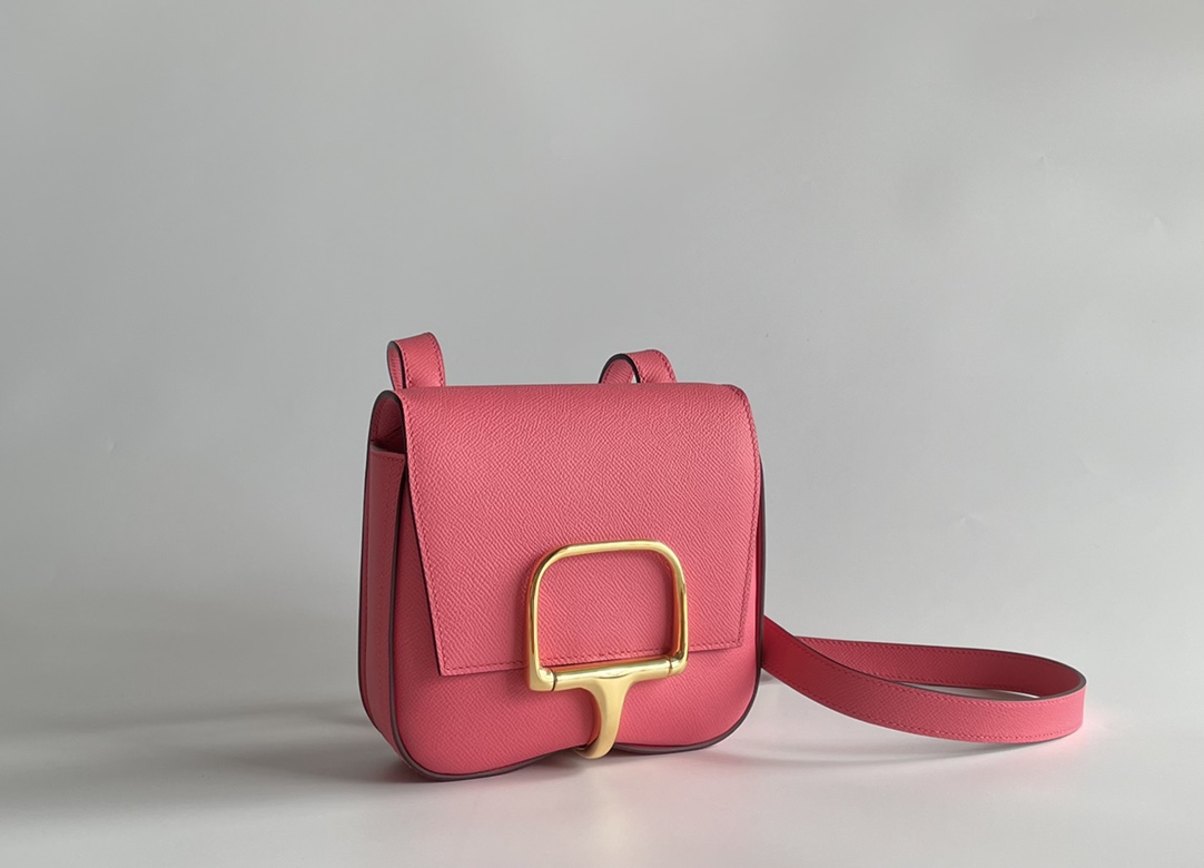 Hermès Butt bag Della Cavalleria mini 18cm epsom lipstick powder gold and silver buckle in stock