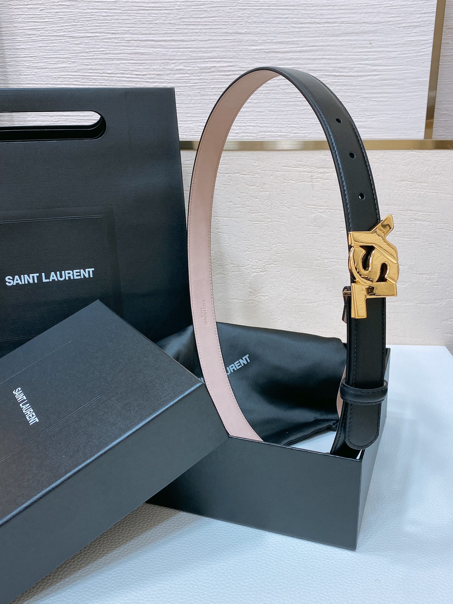 YSL Saint Laurent Women’s Belt with Copper Buttons and Two-Faced Calves - 图片 1