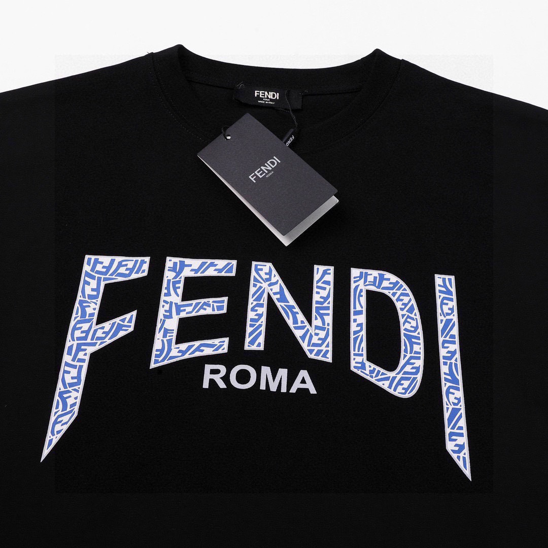 芬迪/Fendi 夏季新品高端品质 经典立体印花撞色领短袖T恤