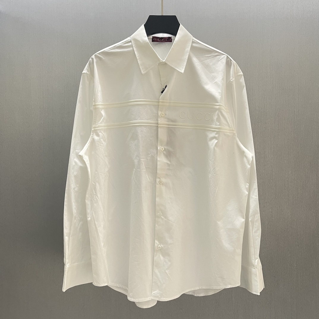 Gucci Clothing Shirts & Blouses White Printing Cotton Poplin Fabric Fall Collection