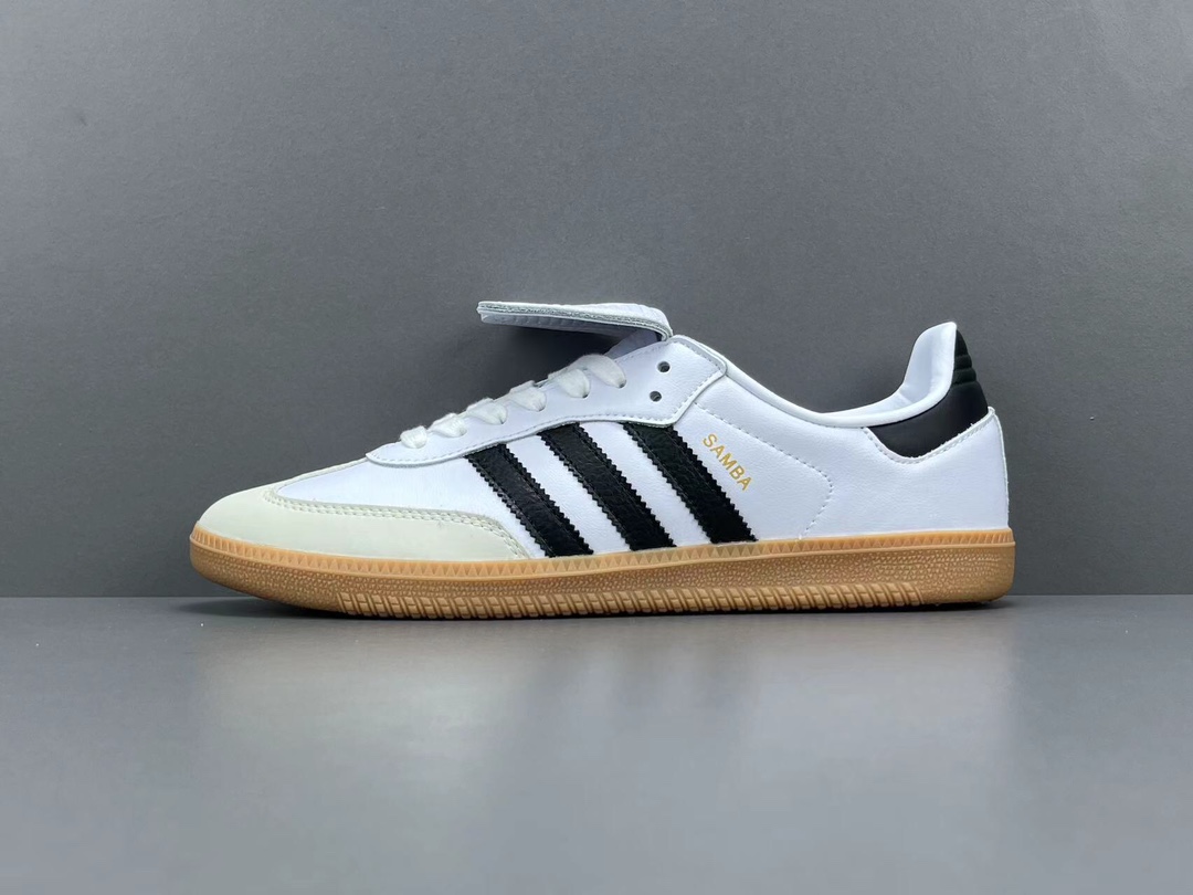 纯原版阿迪AdidasOriginalsSambaLongTongues白黑低帮休闲板鞋货号IG4279