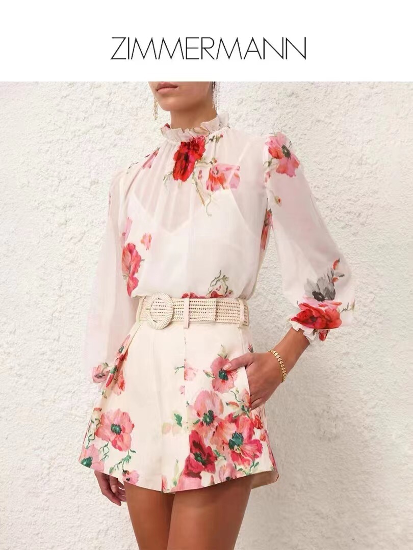 Zimmermann Perfecto
 Ropa Camisas y blusas Pantalones cortos Trajes de dos piezas y conjuntos a juego Albaricoque Rojo Impresión Manga larga