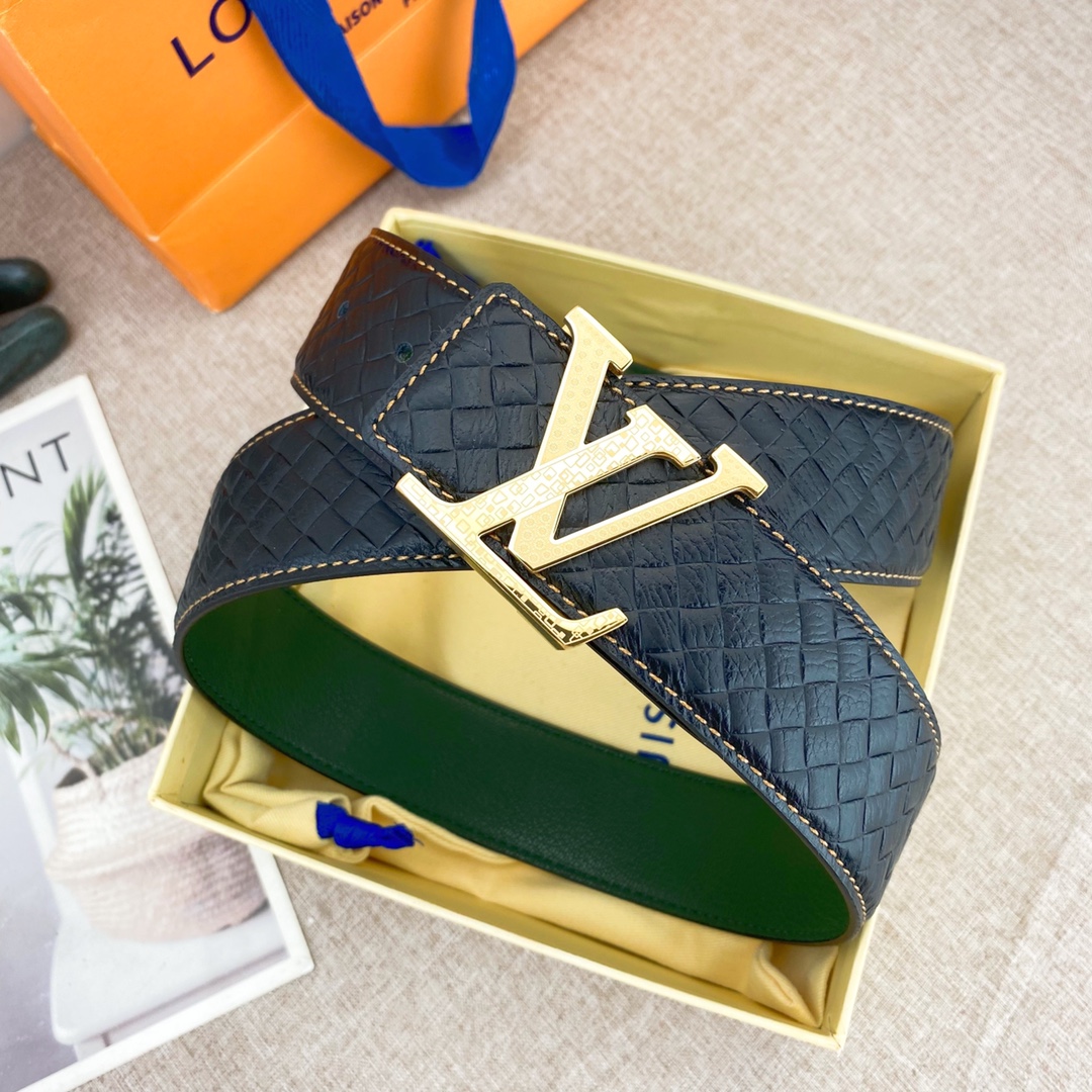 LV💕 特种皮腰带系列 ，原厂五金精品不锈钢扣，手感柔软舒适 宽3.8CM。