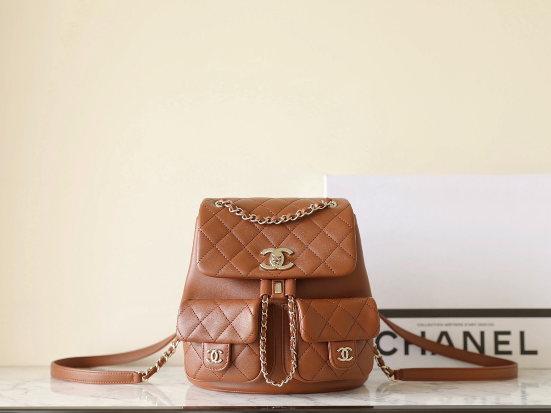 Chanel Bags Backpack Online Store
 Chocolate color Gold Hardware Calfskin Cowhide Vintage