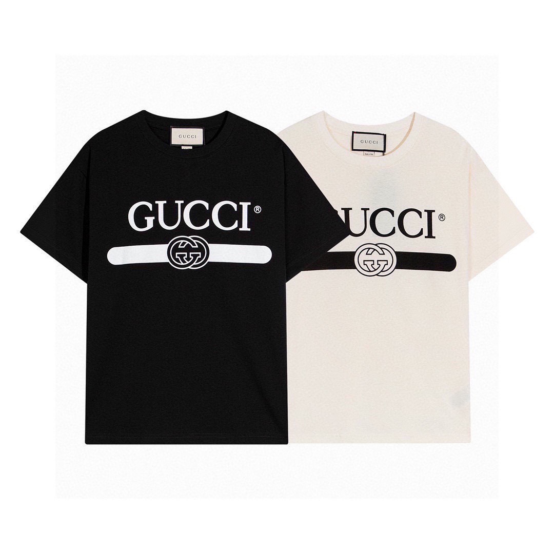 古驰/Gucci 夏季新款高端品质 经典横杆腰带圆领短袖T恤