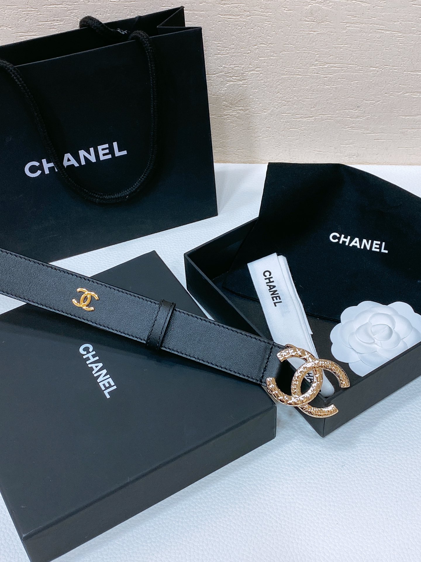 Chanel24c黄铜金属logo搭扣黄铜金属进口胎牛皮平纹带身CC金属带身手感柔软细腻3.0cm