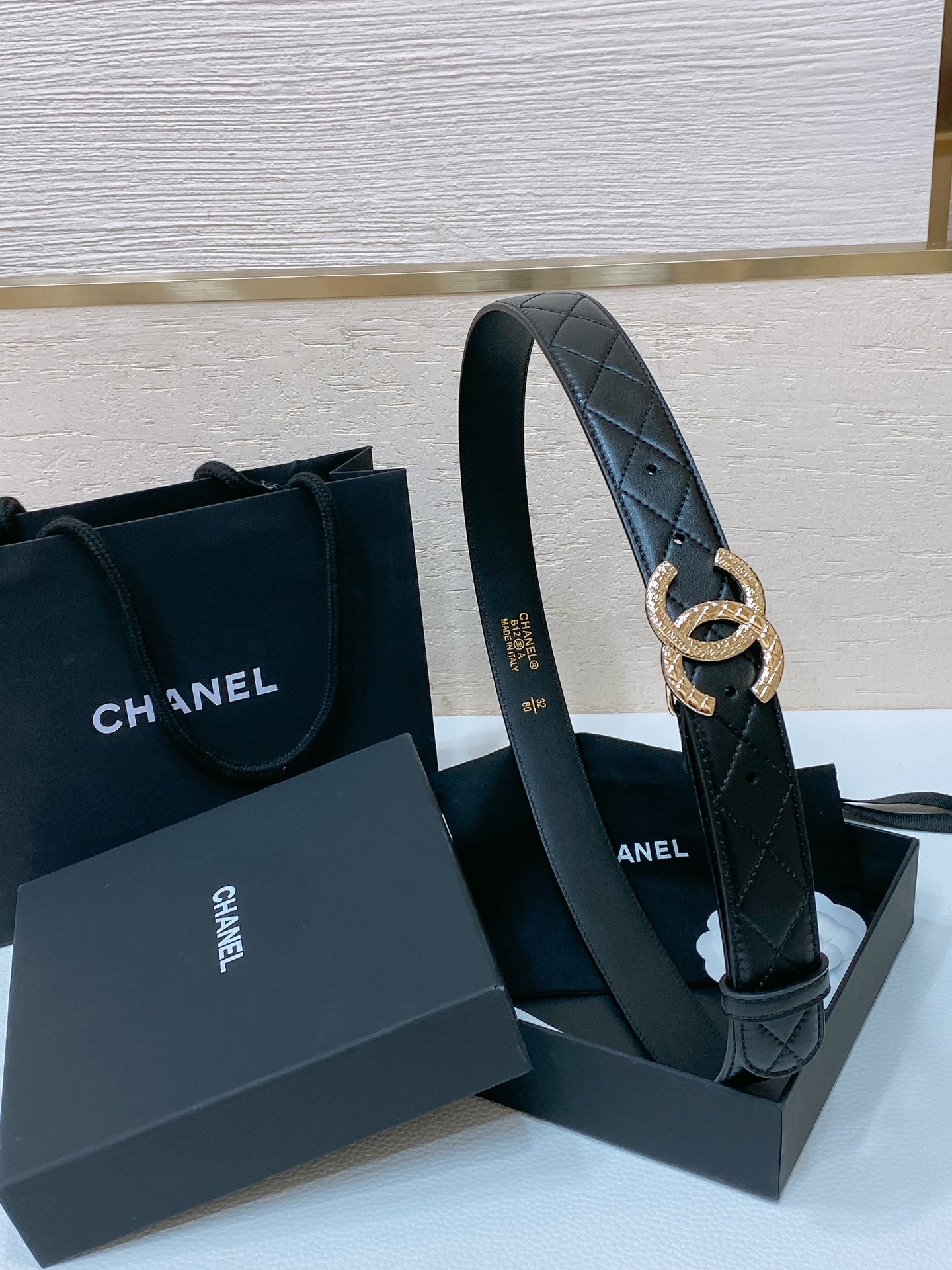 Chanel24c黄铜金属logo搭扣黄铜金属进口羊皮logo带身手感柔软细腻3.0cm