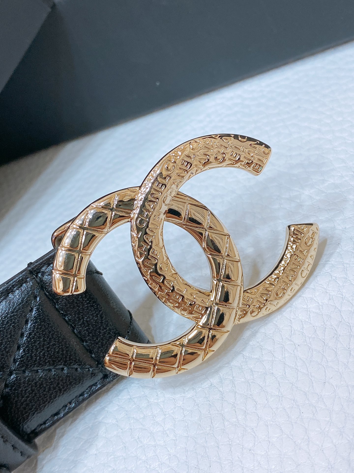 Chanel24c黄铜金属logo搭扣黄铜金属进口羊皮logo带身手感柔软细腻3.0cm