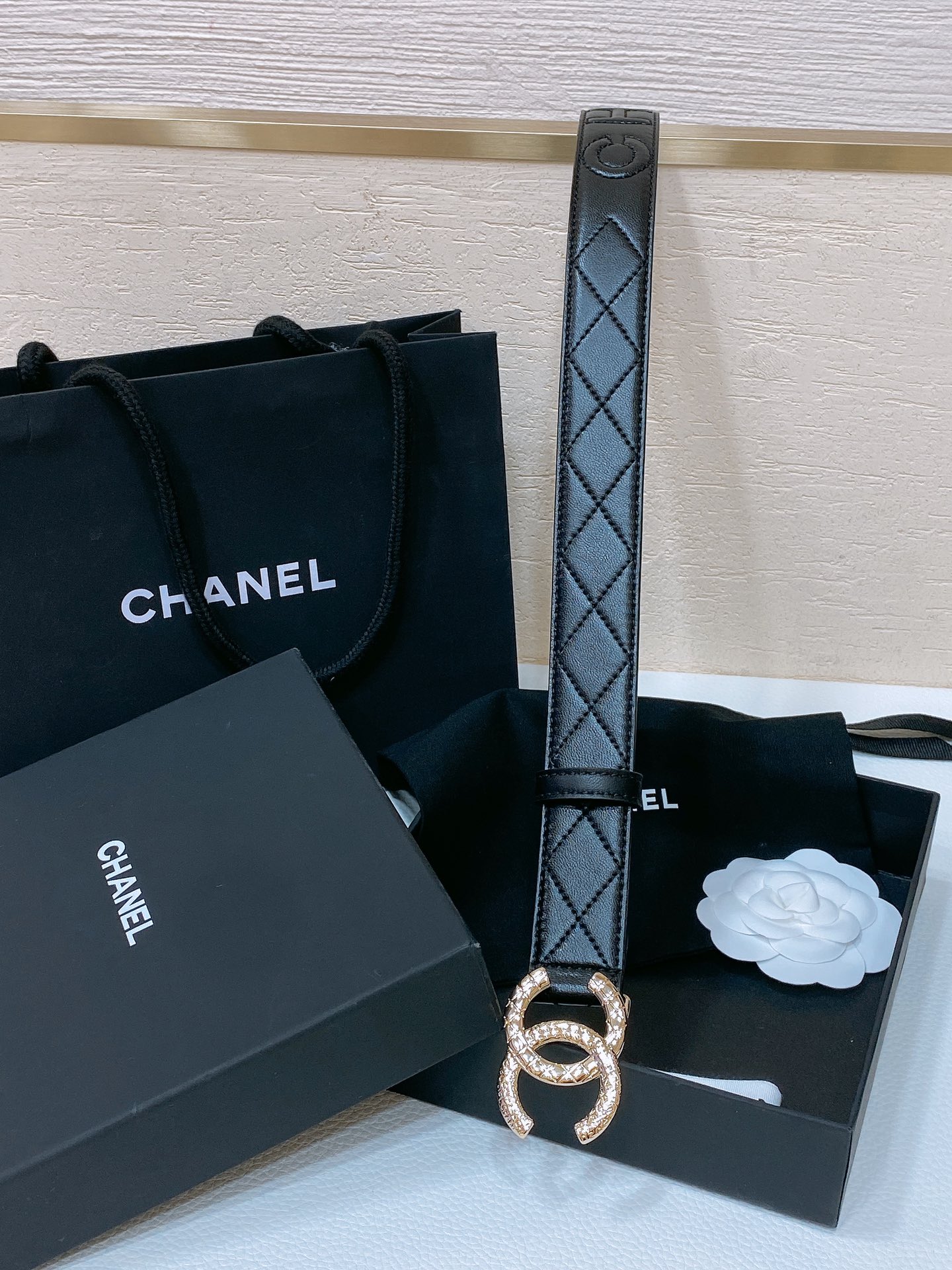 Chanel24c黄铜金属logo搭扣黄铜金属进口羊皮logo带身手感柔软细腻3.0cm