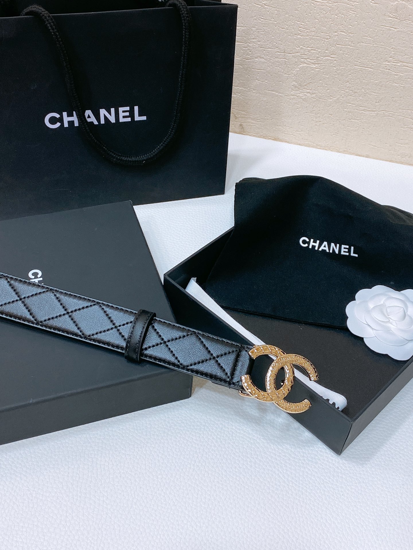 Chanel24c黄铜金属logo搭扣黄铜金属进口羊皮logo带身手感柔软细腻3.0cm