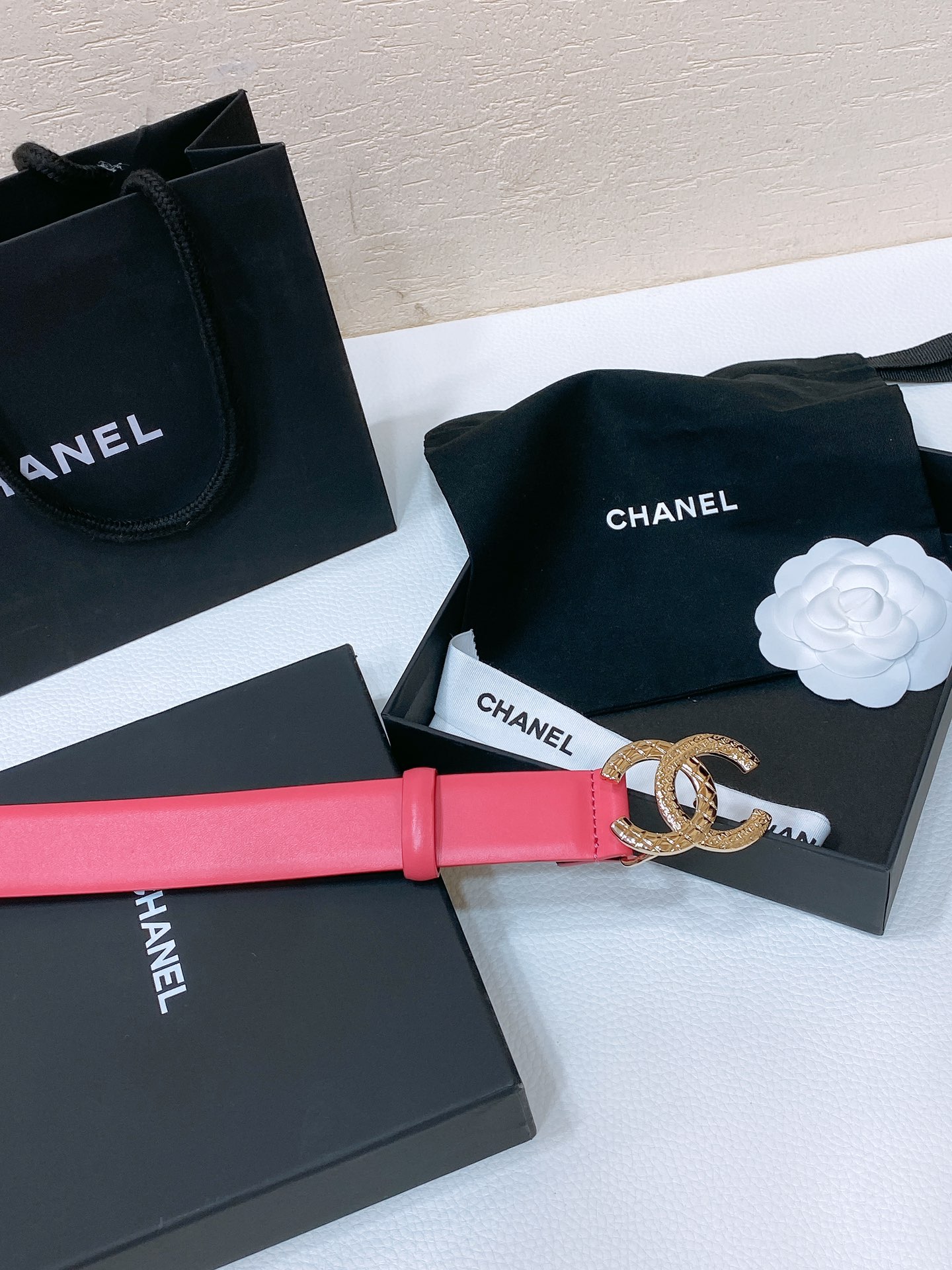 Chanel24c黄铜金属logo搭扣黄铜金属进口胎牛皮平纹带身手感柔软细腻3.0cm