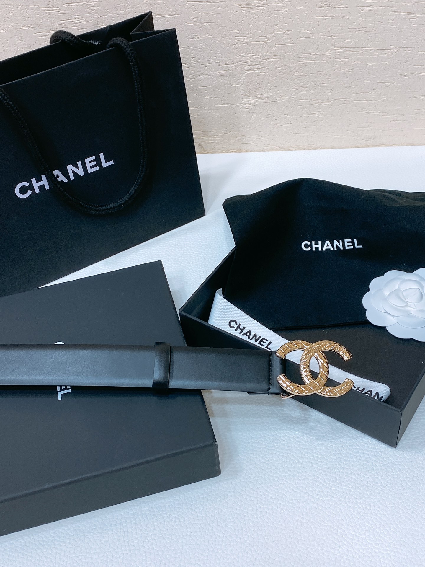 Chanel24c黄铜金属logo搭扣黄铜金属进口胎牛皮平纹带身手感柔软细腻3.0cm