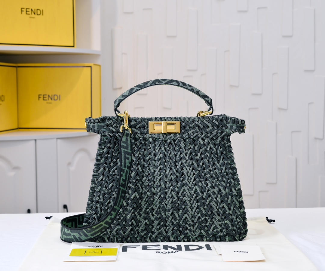 High-End-Designer
 Fendi Peekaboo Taschen Handtaschen Gold Weben