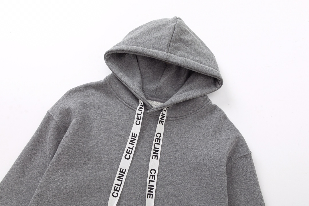 Celine Clothing Hoodies Best Capucines Replica
 Black Grey Cotton Hooded Top