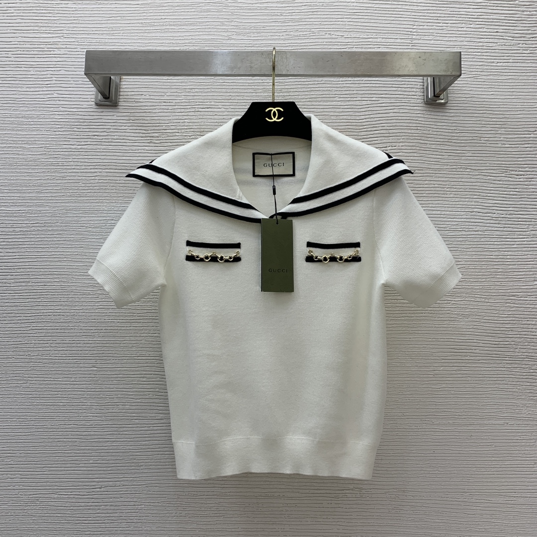 Gucci Ropa Jersey de punto Camisas y blusas Negro Caqui Blanco Empalme Tejido Colección de verano