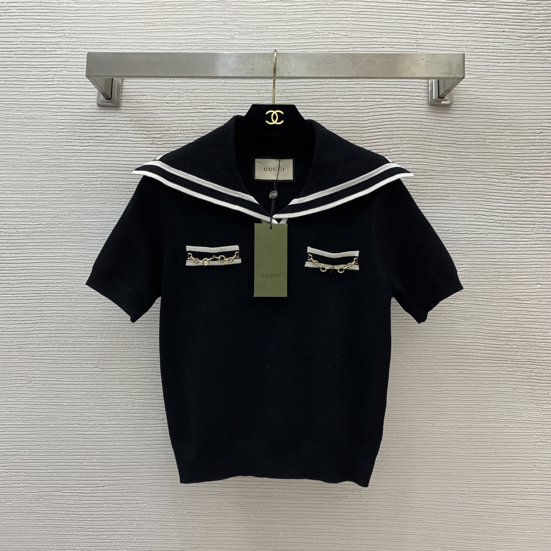 Gucci Ropa Jersey de punto Camisas y blusas Negro Caqui Blanco Empalme Tejido Colección de verano