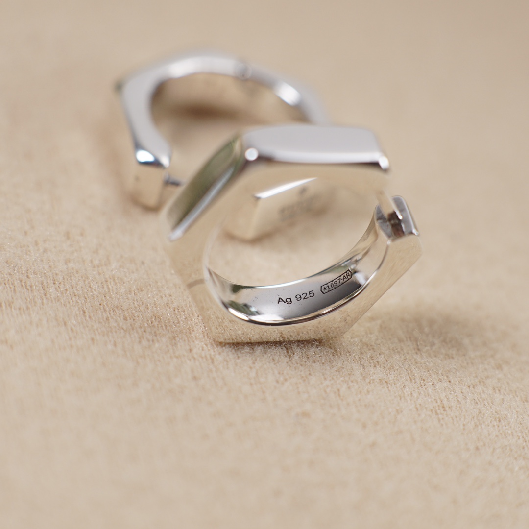 147 zirconium gucci hexagon bright earring Trademark series, same-sex ear buttons, classic six-angled, six-song - 图片 6