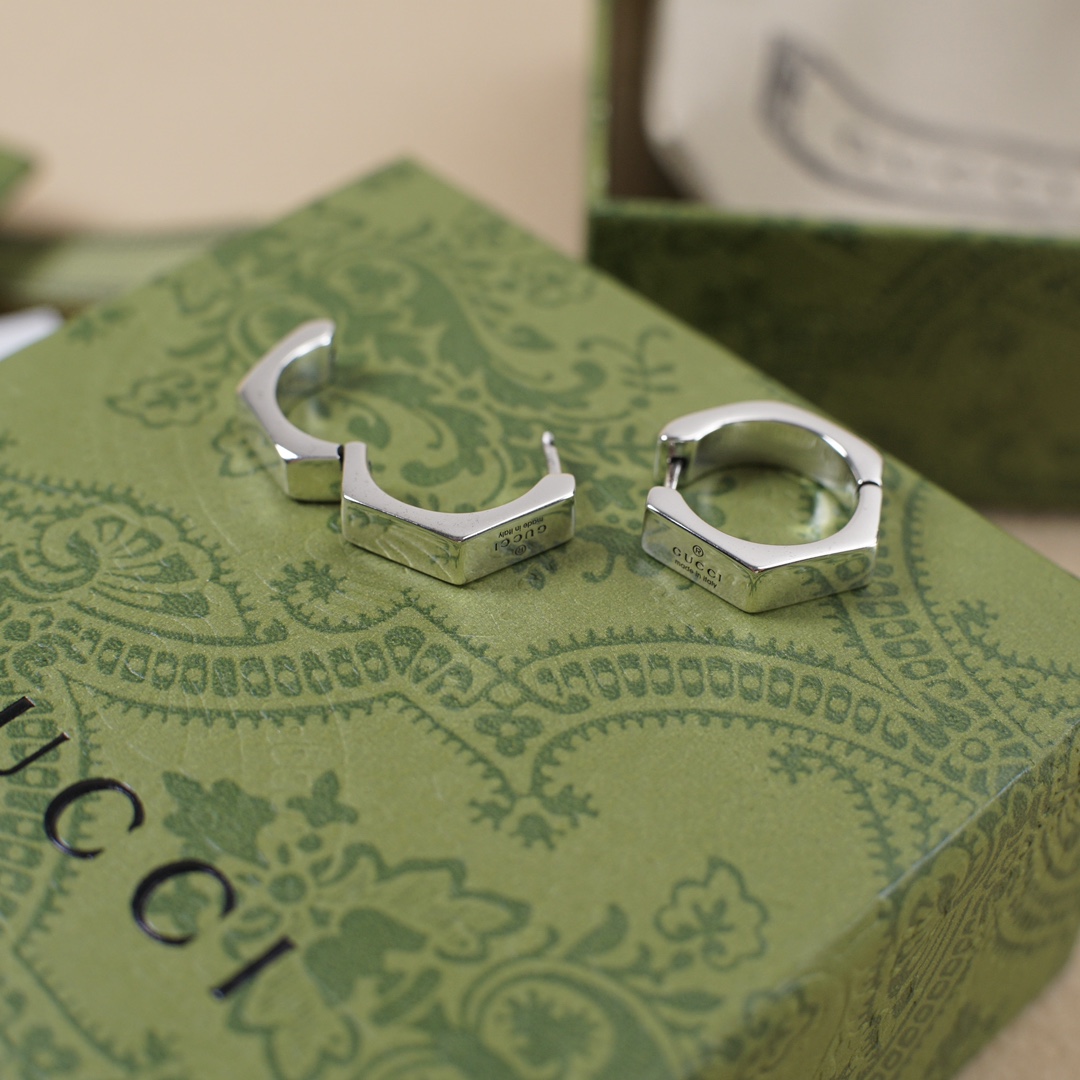 147 zirconium gucci hexagon bright earring Trademark series, same-sex ear buttons, classic six-angled, six-song - 图片 8