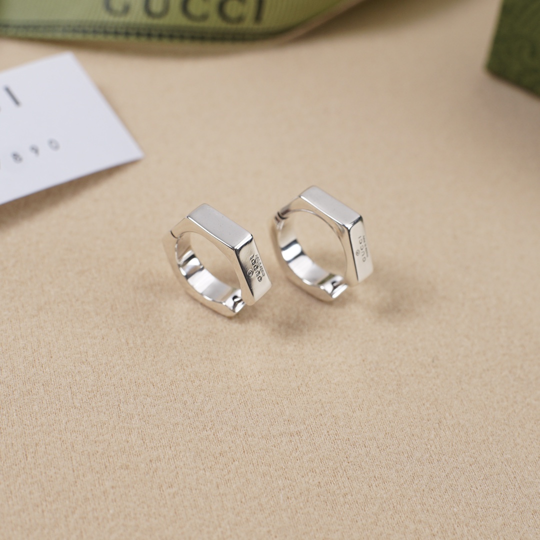 147 zirconium gucci hexagon bright earring Trademark series, same-sex ear buttons, classic six-angled, six-song