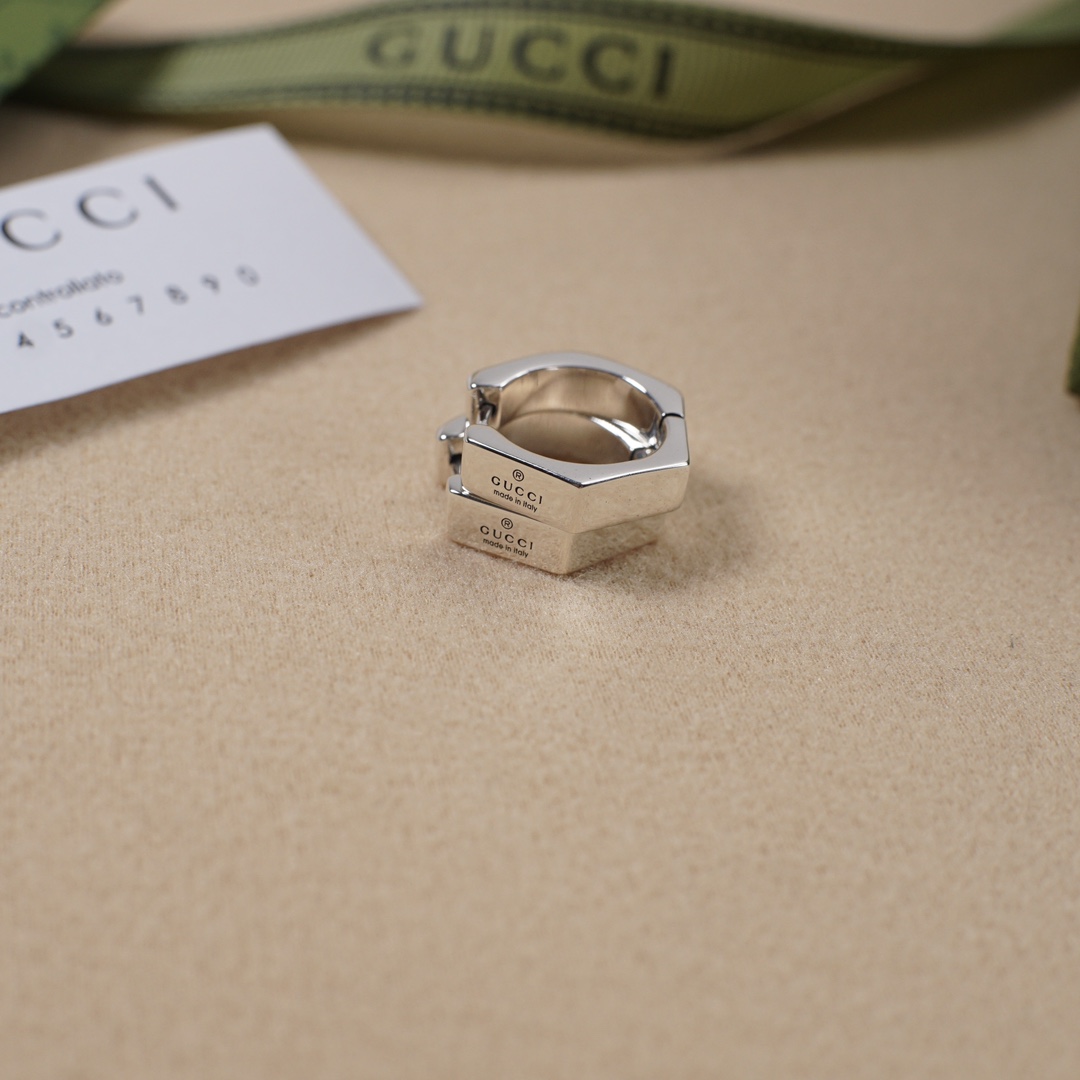 147 zirconium gucci hexagon bright earring Trademark series, same-sex ear buttons, classic six-angled, six-song - 图片 5