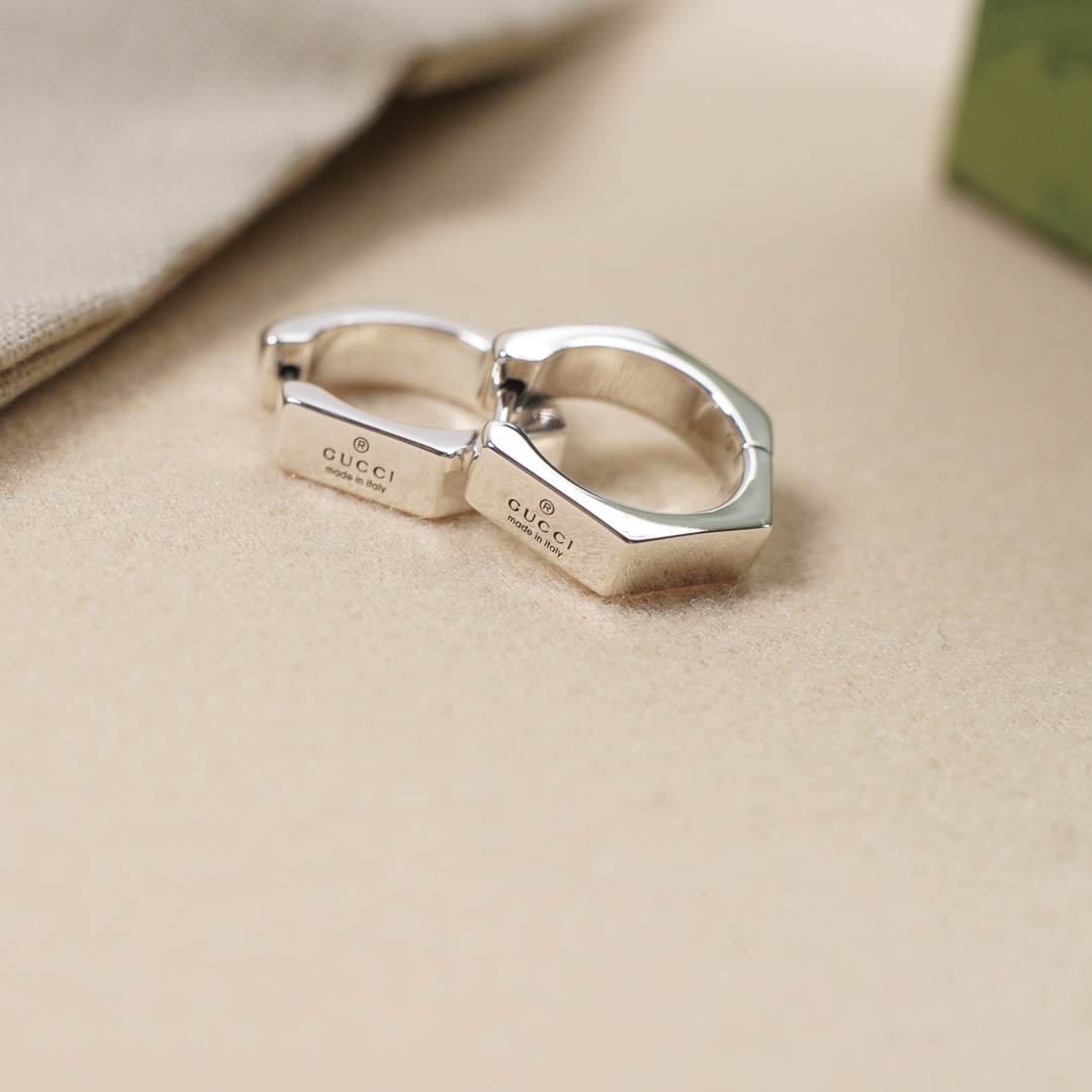 147 zirconium gucci hexagon bright earring Trademark series, same-sex ear buttons, classic six-angled, six-song - 图片 3