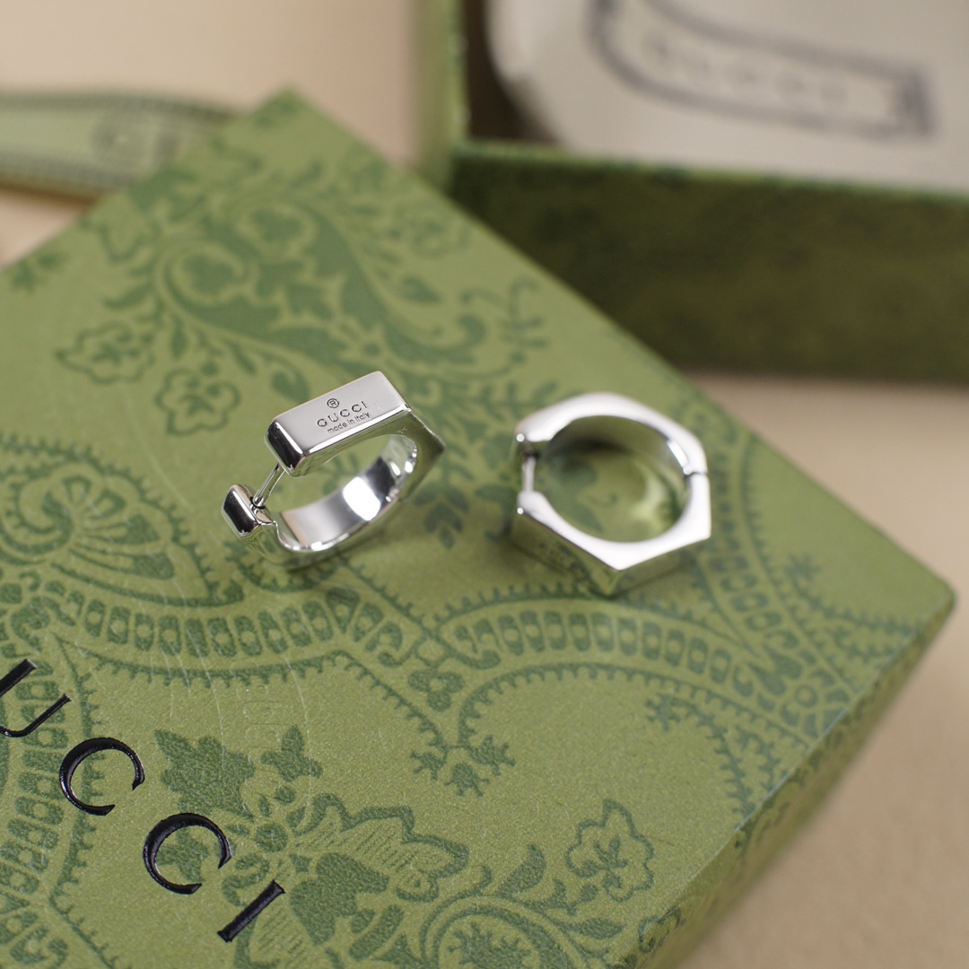 147 zirconium gucci hexagon bright earring Trademark series, same-sex ear buttons, classic six-angled, six-song - 图片 7