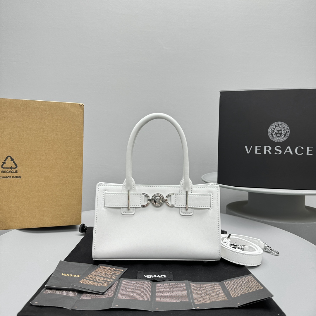 Versace Taschen Tragetaschen Weiß Kalbsleder Rindsleder Medusa