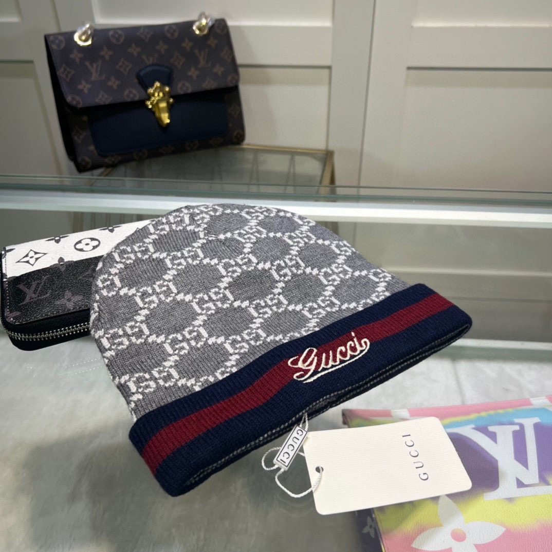 Con bolsa de polvo, el último gorro de punto de lana de la tienda oficial GUCCI, réplica original de la tienda oficial,…