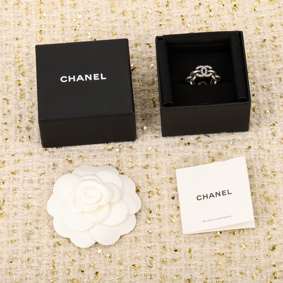 Chanel Joalheria Anel Preto Cinzento ZP14700