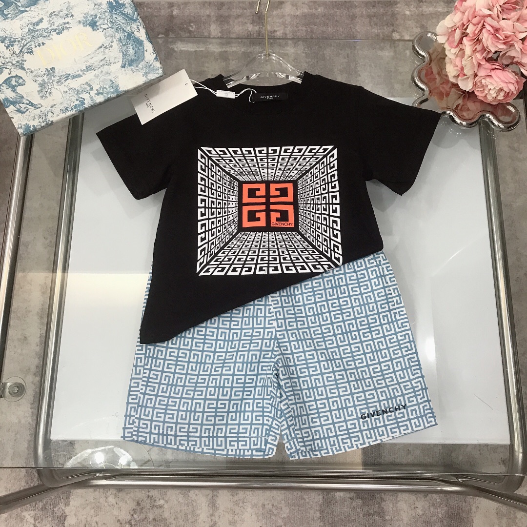 Givench* New Logo Round-Haired T-Shirts with Four-Gauge Design in Black Grey – Sizes 100-150CM #168 - 图片 4