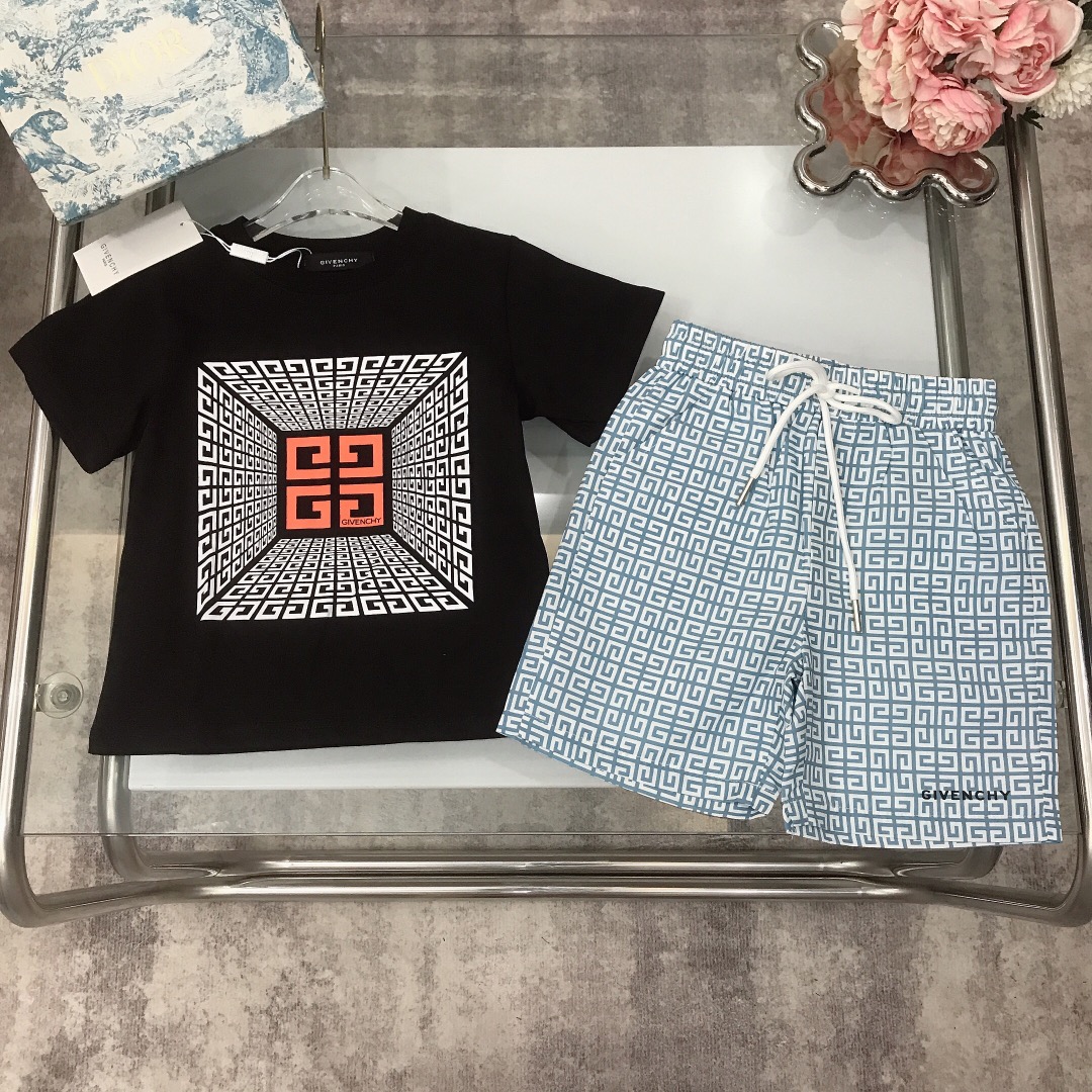 Givench* New Logo Round-Haired T-Shirts with Four-Gauge Design in Black Grey – Sizes 100-150CM #168