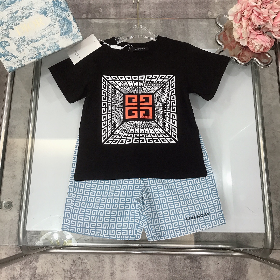 Givench* New Logo Round-Haired T-Shirts with Four-Gauge Design in Black Grey – Sizes 100-150CM #168 - 图片 2