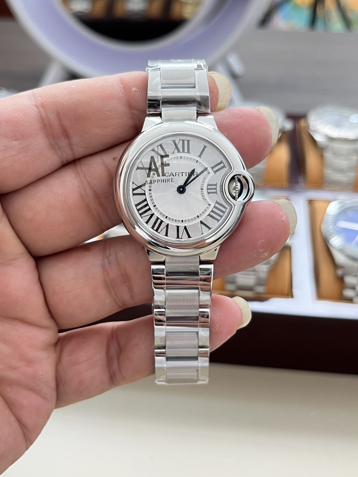 까르띠에 발롱블루 33mm AF공장 쿼츠 무브먼트 블루 레플리카 42602