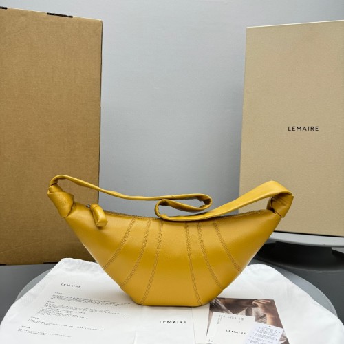 Lemaire Small Croissant Bag Mustard Yellow Lambskin Leather Shoulder Bag 1 Lemaire Small Croissant Bag Mustard Yellow Lambskin Leather Shoulder Bag