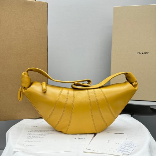 Lemaire Large Croissant Lambskin Shoulder Bag Mustard Yellow 1 Lemaire Large Croissant Lambskin Shoulder Bag Mustard Yellow