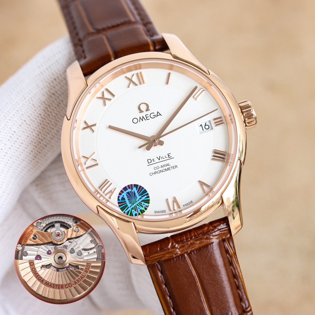 OMF欧米碟飞系列搭载同轴8500机芯上市！ 1.工厂自改2824黑摆轮。包括日历字体大小。 2.字面分体罗马全部cnc，精雕细磨亮闪闪。字体印刷更是多次改版。 3.表壳41mm尺寸，全走cnc，再精磨，给你光滑细腻镜子般效果。 4.表扣为达到原装效果，不断修改更新，无论结构打磨。 5.上下蓝宝石玻璃镜面，面玻璃更是做了镀高清膜工艺。