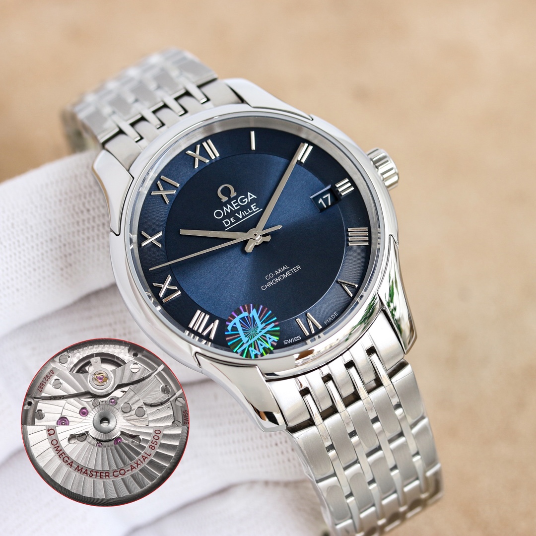 OMF欧米碟飞系列搭载同轴8500机芯上市！ 1.工厂自改2824黑摆轮，包括日历字体大小。 2.字面分体罗马全部cnc，精雕细磨亮闪闪。字体印刷更是多次改版。 3.表壳41mm尺寸，全走cnc，再精磨，给你光滑细腻镜子般效果。 4.表扣为达到原装效果，不断修改更新，无论结构打磨。 5.上下蓝宝石玻璃镜面，面玻璃更是做了镀高清膜工艺。