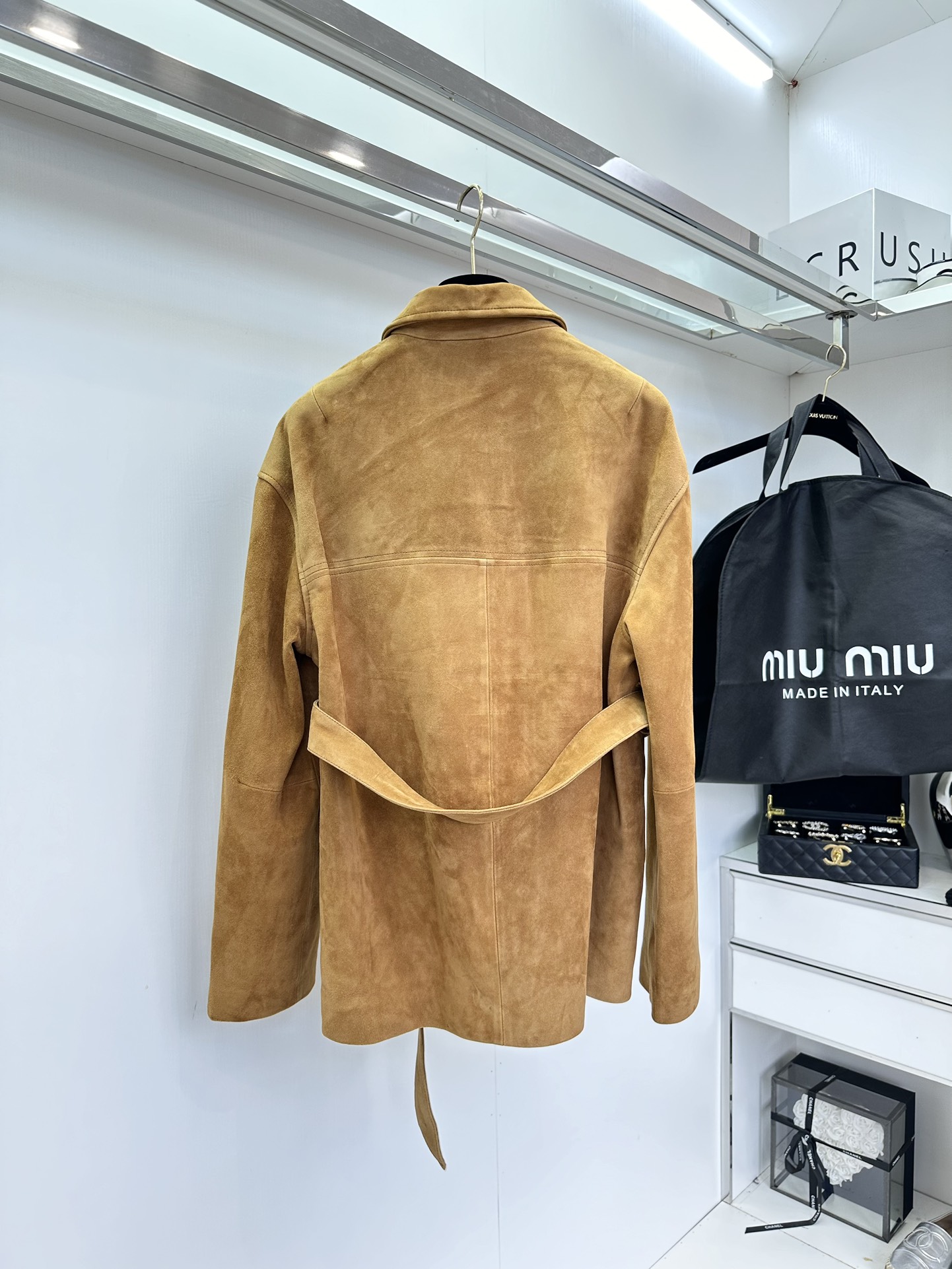 Miu Miu Suede Belted Jacket - Warm Brown, Stylish & Luxurious Outerwear 3 i1722474410 1334 1