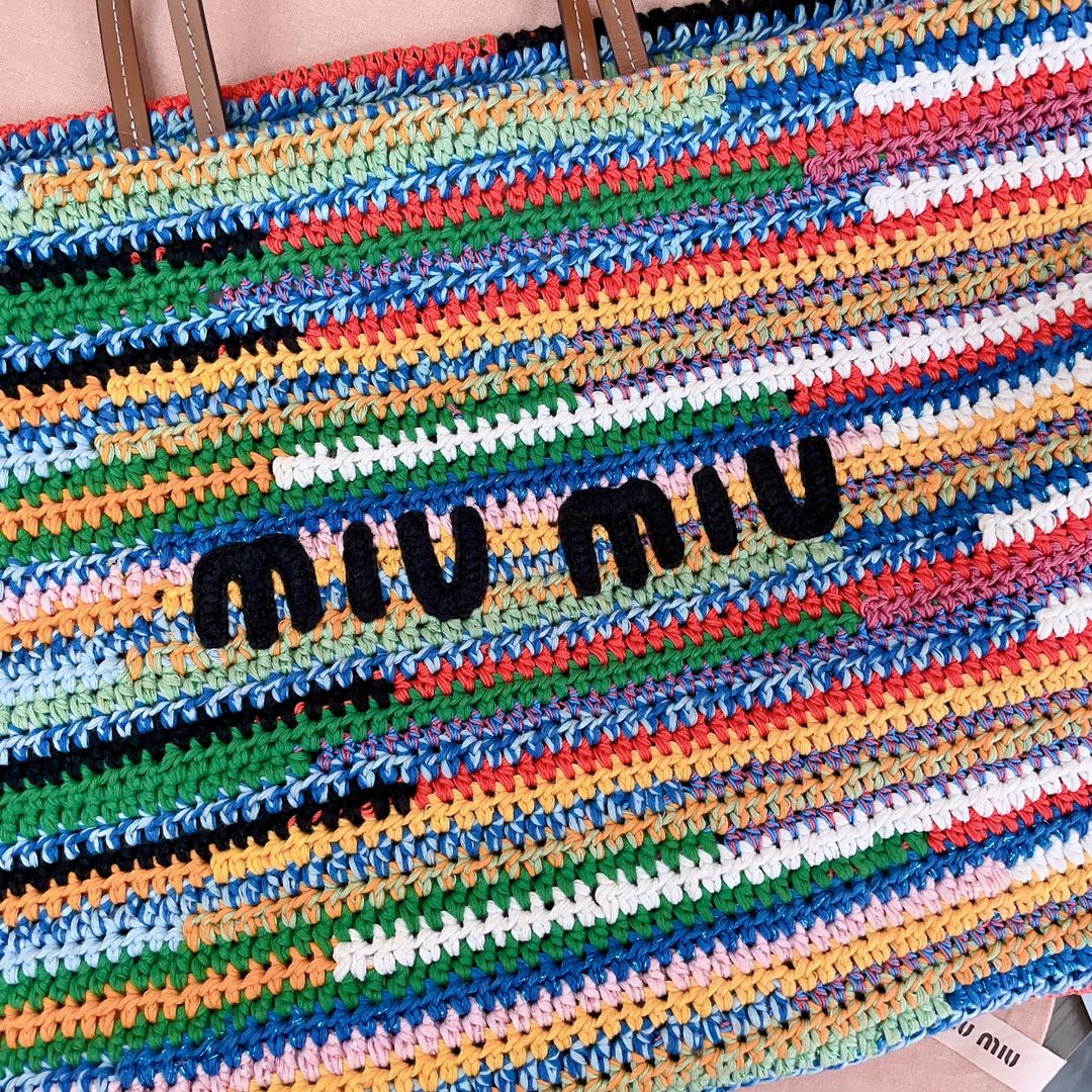 Miu Miu Rainbow Crochet Cotton Tote Bag, Handcrafted Colorful Woven Design 6 i1722656665 2104 4