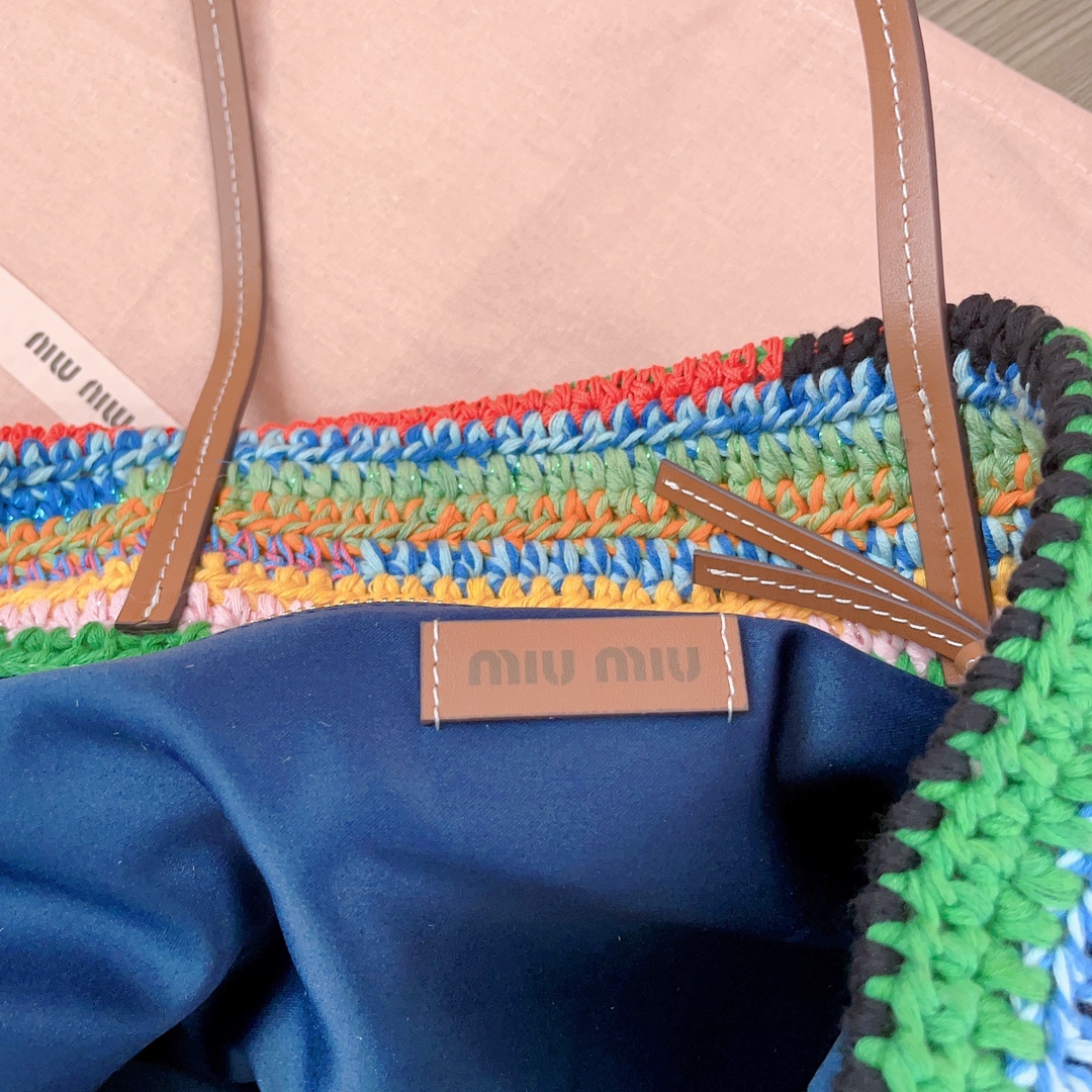 Miu Miu Rainbow Crochet Cotton Tote Bag, Handcrafted Colorful Woven Design 10 i1722656665 4388 8