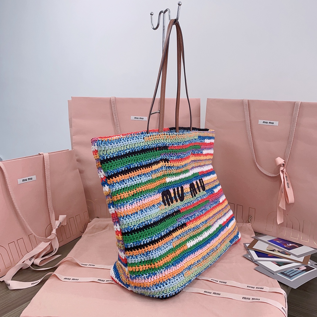 Miu Miu Rainbow Crochet Cotton Tote Bag, Handcrafted Colorful Woven Design 3 i1722656665 4981 1