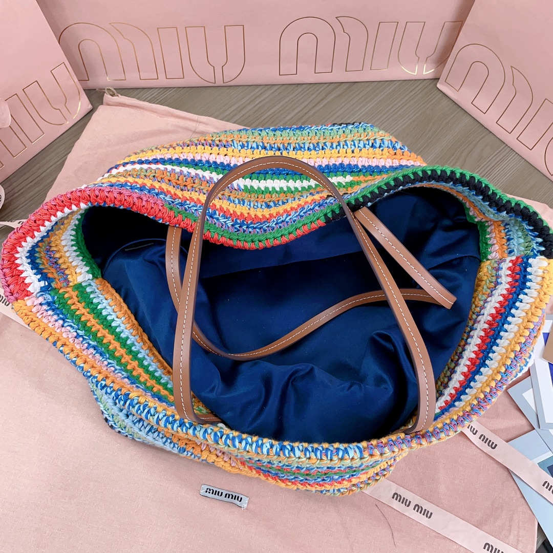 Miu Miu Rainbow Crochet Cotton Tote Bag, Handcrafted Colorful Woven Design 9 i1722656665 5240 7