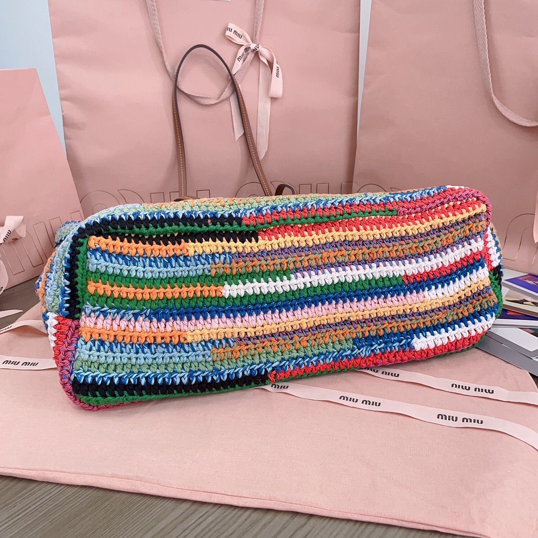 Miu Miu Rainbow Crochet Cotton Tote Bag, Handcrafted Colorful Woven Design 5 i1722656665 7746 3